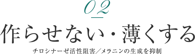 02作らせない・薄くする チロシナーゼ活性阻害／メラニンの生成を抑制