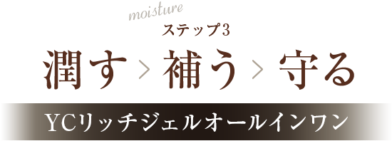 ステップ3 潤す>補う>守る『YCリッチジェルオールインワン』